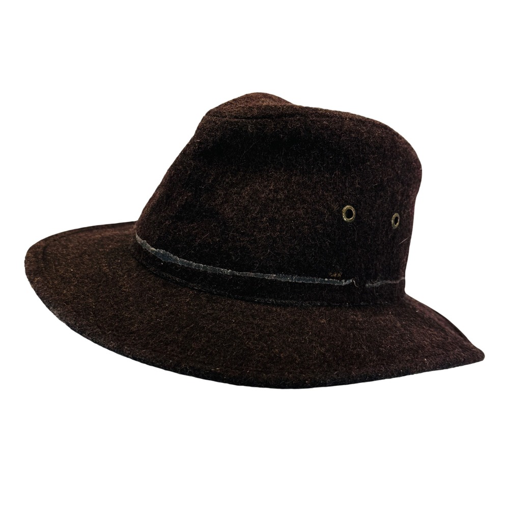 Stetson Wool Blend Fedora Safari‎ Hat Brown Felt Medium Outdoor Adventure Mens M